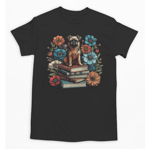 Flower Book Reader Brussels Griffon Floral Cottagecore Unisex T-Shirt - Bookorys CA