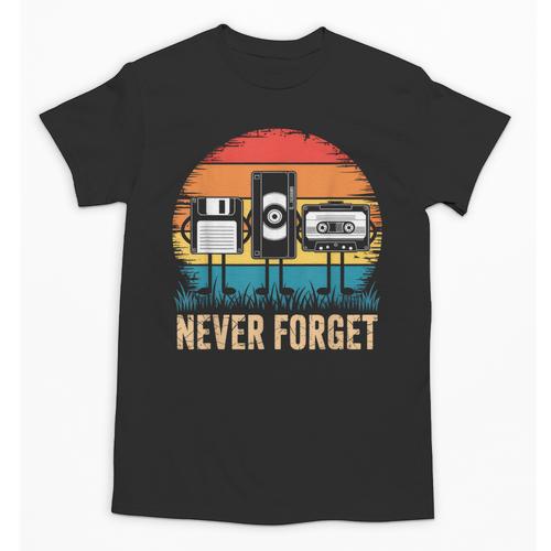 Never Forget Retro 80s 90s Floppy VHS Cassette Nostalgia Unisex T-Shirt - Figerry