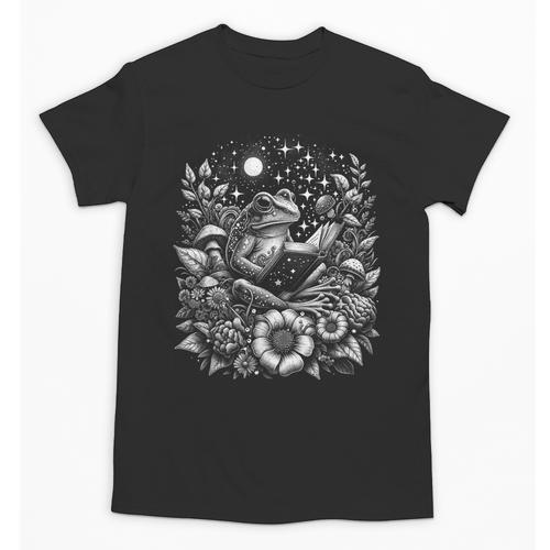 Frog Floral Cute Book Lover Cottagecore Fairycore Aesthetic Unisex T-Shirt - Bookorys