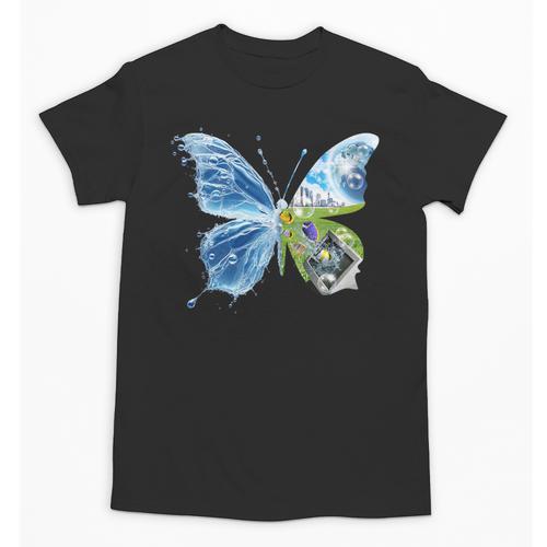 Frutiger Aero Aesthetic Butterfly Computer Fishes Scenery Unisex T-Shirt - Figerry