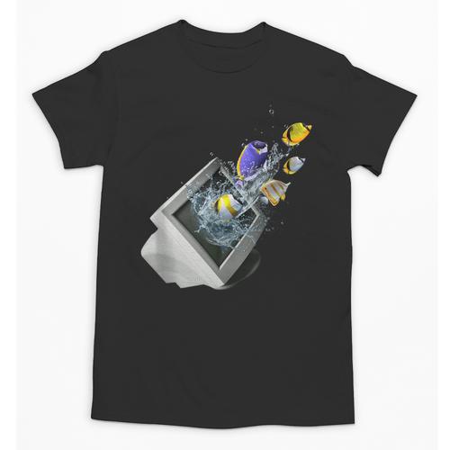 Frutiger Aero Aesthetic Tech Computer Aquarium Fishes Unisex T-Shirt - Figerry