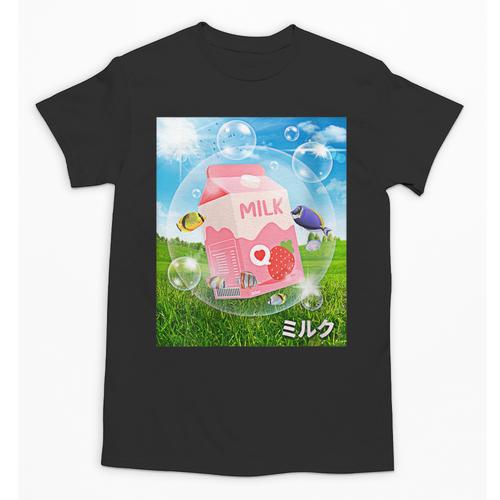 Frutiger Aero Aesthetic Tech Kawaii Strawberry Milk Fishes Unisex T-Shirt - Figerry
