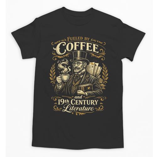 Fueled By Coffee And 19th Century Literature Book Tee Unisex T-Shirt - Bookorys UK