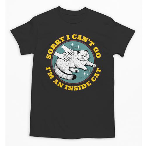 Funny Introvert Cat I Can't Go I'm An Inside Cat Homebody Unisex T-Shirt - Raresse