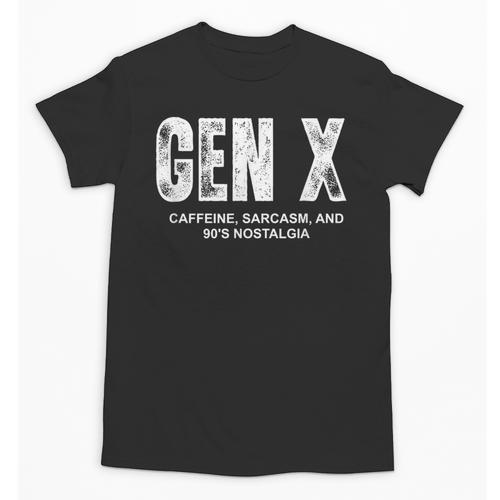 Gen X Caffeine Sarcasm 90s Nostalgia Men Women Graphic Unisex T-Shirt - Figerry