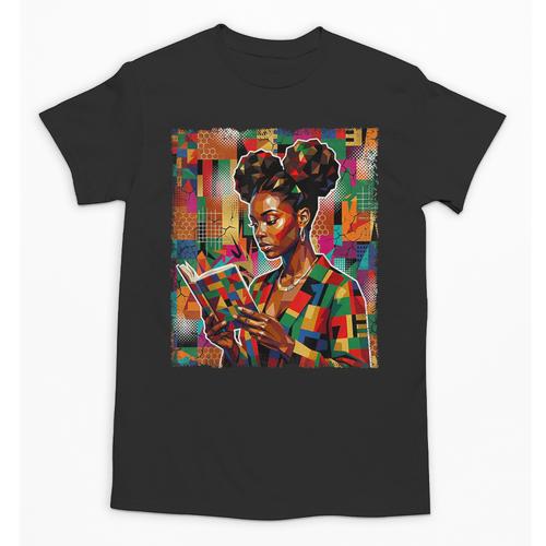 Geometric History Educated Women Reading Book Melanin Unisex T-Shirt - Bookorys CA