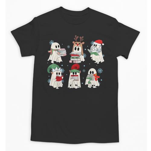 Ghost Santa Elf Squad Read Books Bookish Librarian Christmas Unisex T-Shirt - Bookorys CA