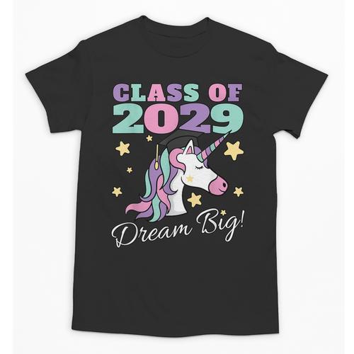 Girls Class Of 2029 Magical Unicorn Graduation Cap Unisex T-Shirt - Best Gift Smart