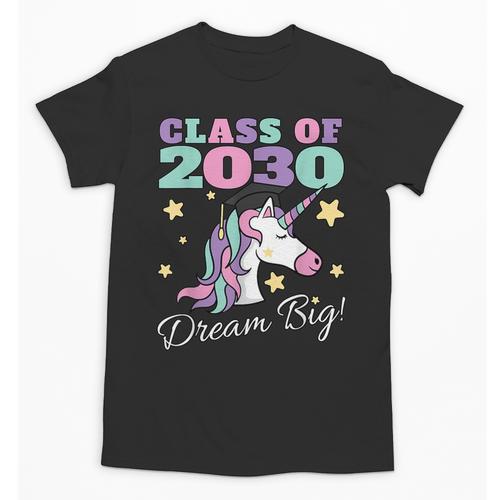 Girls Class Of 2030 Magical Unicorn Graduation Cap Unisex T-Shirt - Best Gift Smart