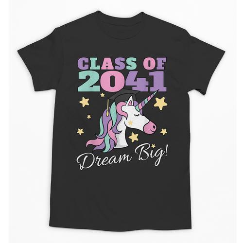 Girls Class Of 2041 Magical Unicorn Graduation Cap Unisex T-Shirt - Best Gift Smart