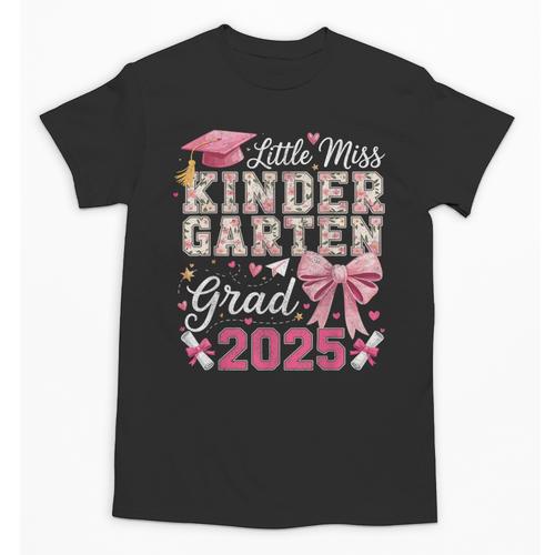 Girls Little Miss Kindergarten Grad 2025 Coquette Graduation Unisex T-Shirt - Best Gift Smart