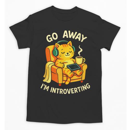 Go Away I'm Introverting Cat Coffee Headphones Unisex T-Shirt - Raresse
