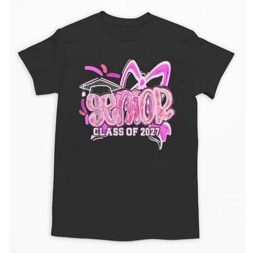 Graduation 2027 Senior 2027 Class Of 2027 Coquette Pink Girl Unisex T-Shirt - Best Gift Smart