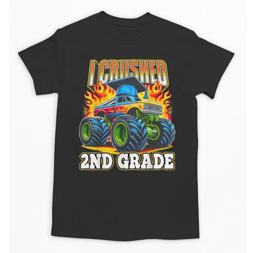 Graduation 2nd Grade Monster Truck Boys I Crushed Grad Unisex T-Shirt - Best Gift Smart