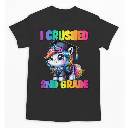 Graduation I Crushed 2nd Grade Unicorn Girls Grad Magical Unisex T-Shirt - Best Gift Smart