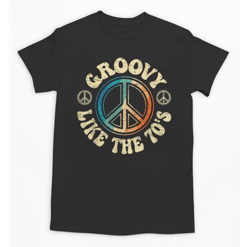Groovy Like The 70s Peace Aesthetic Nostalgia 1970's Retro Unisex T-Shirt - Figerry