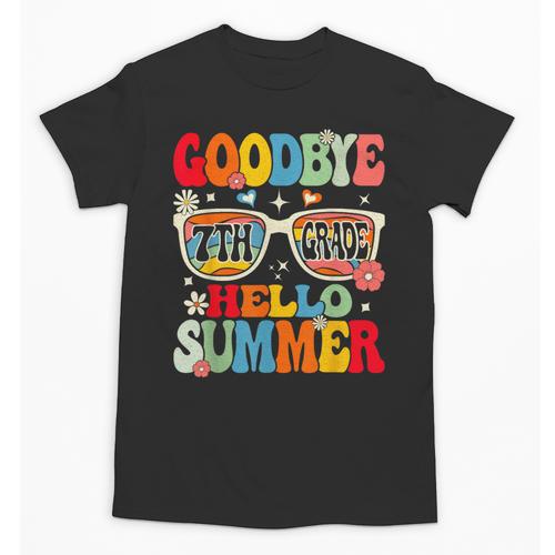 Groovy Goodbye 7th Grade Graduation Hello Summer Kids Unisex T-Shirt - Best Gift Smart