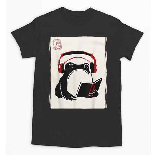 Grumpy Frog Books Music Kawaii Ink Japanese Unisex T-Shirt - Bookorys CA