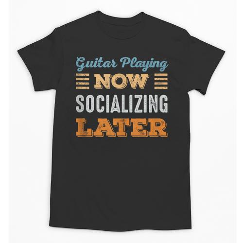 Guitar Playing Now Minimal Socializing Introvert Vintage Unisex T-Shirt - Raresse