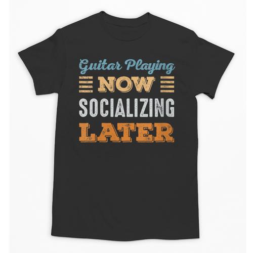 Guitar Playing Now Minimal Socializing Introvert Vintage Unisex T-Shirt - Raresse