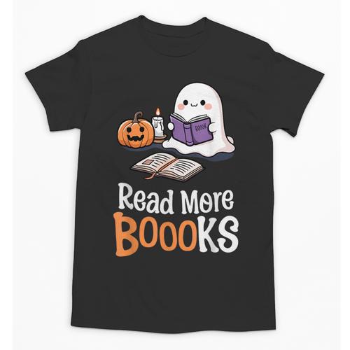 Halloween Teacher Women Cute Reading Ghost Read More Books Unisex T-Shirt - Bookorys