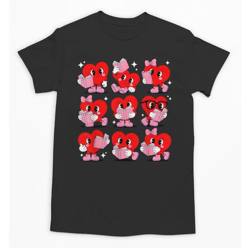 Heart Reading Books Valentine Teacher Boys Girls Book Lover Unisex T-Shirt - Bookorys DE