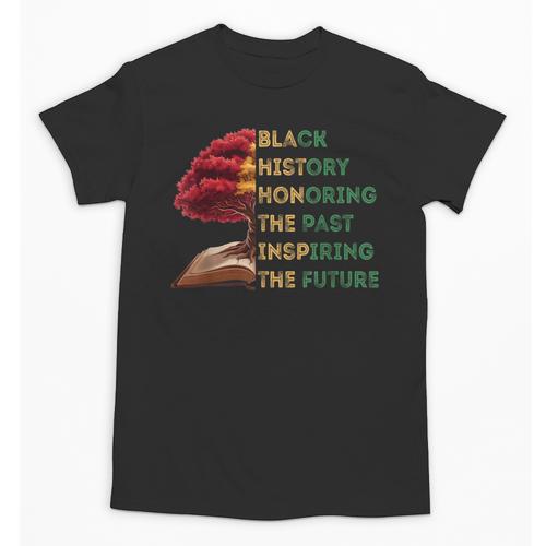 Honoring Past Inspiring Future History Month Tree Book Unisex T-Shirt - Bookorys DE