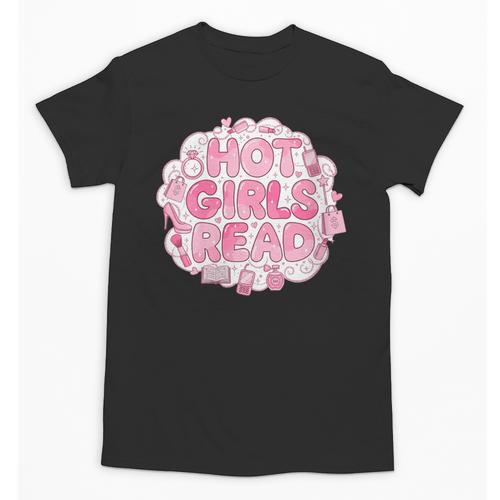 Hot Girls Read Pink Aesthetic Book Lover Reading Unisex T-Shirt - Bookorys DE