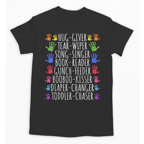 Hug Giver Book Reader Diaper Changer Daycare Teacher Unisex T-Shirt - Bookorys UK