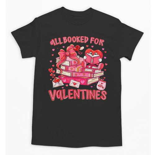 HUGvyn All Booked For Valentines Teacher Book Reading Heart Unisex T-Shirt - Bookorys UK