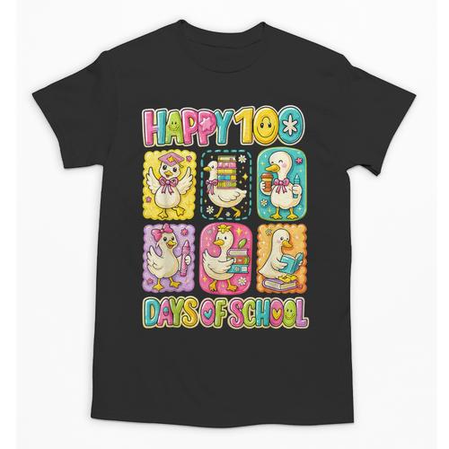 HUGvyn Happy 100 Days Of School Teacher Goose Preppy Books Unisex T-Shirt - Bookorys