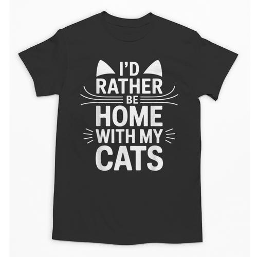 I'd Rather Be Home With My Cats Introvert Cozy Vibes Unisex T-Shirt - Raresse
