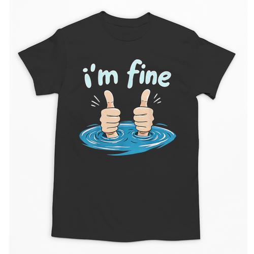 I'm Fine Drowning Thumbs Up Introvert Meme Humor Unisex T-Shirt - Raresse