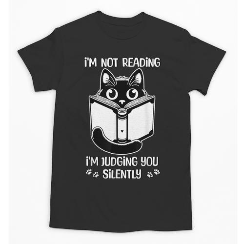 I’m Not Reading I’m Judging You Silently Fun Cat Book Lover Unisex T-Shirt - Bookorys AU