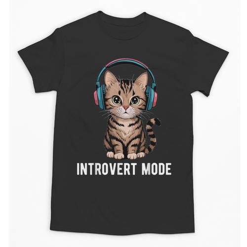 Introvert Mode Cat With Headphones Kitten Lover Unisex T-Shirt - Raresse