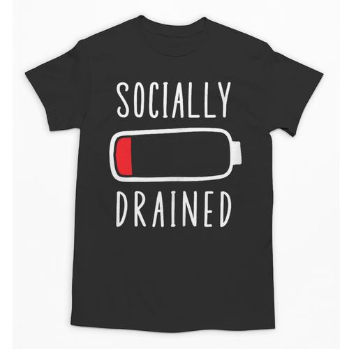 Introvert Socially Drained Battery Unisex T-Shirt - Raresse