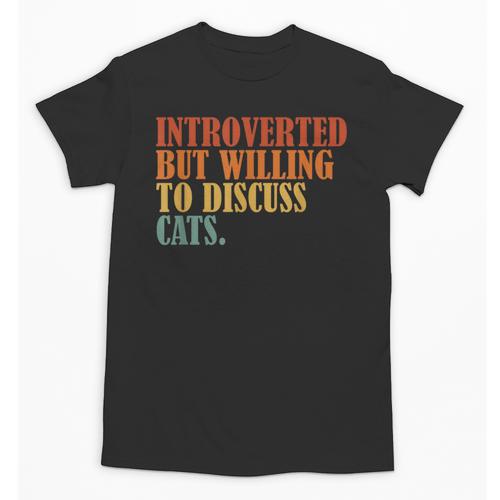 Introverted But Willing To Discuss Cats Introvert Unisex T-Shirt - Raresse