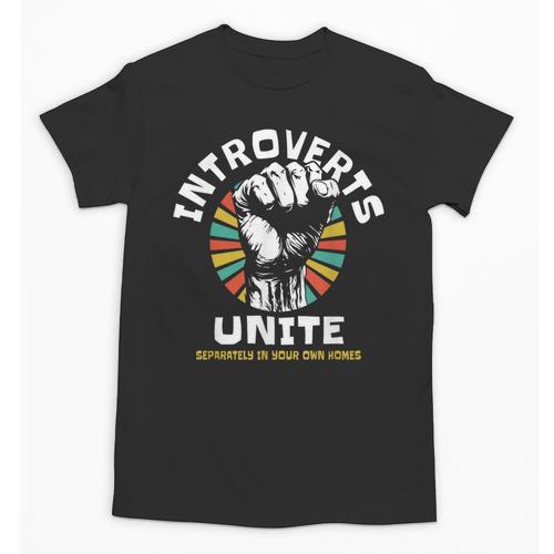 Introverts Unite Separately Own Homes Emblem Unisex T-Shirt - Raresse