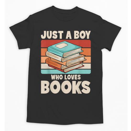 Just A Boy Who Loves Books Reading Bookworm Boys Kids Unisex T-Shirt - Bookorys AU