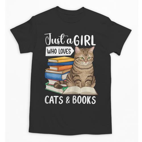 Just a Girl Who Loves Cats And Books Unisex T-Shirt - Bookorys