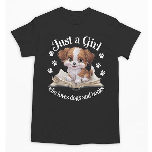 Just a Girl Who Loves Dogs And Books Cute Dog Unisex T-Shirt - Bookorys CA
