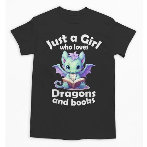 Just a Girl Who Loves Dragons And Books Dragon For Kids Unisex T-Shirt - Bookorys CA
