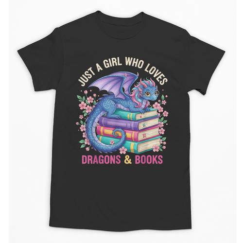 Just a Girl Who Loves Dragons And Books Dragon Reading Unisex T-Shirt - Bookorys