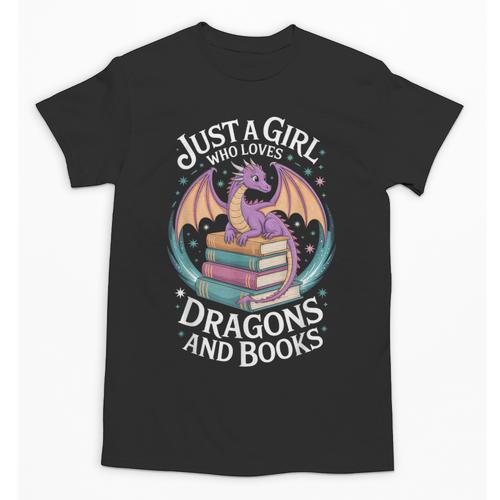 Just A Girl Who Loves Dragons And Books Fantasy Reader Unisex T-Shirt - Bookorys