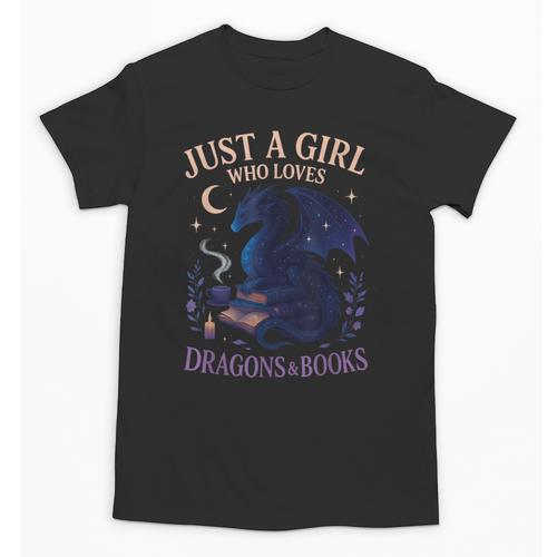 Just a Girl Who Loves Dragons And Books Fantasy Unisex T-Shirt - Bookorys