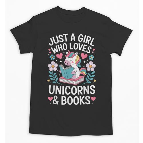 Just a Girl Who Loves Unicorns And Books Unisex T-Shirt - Bookorys