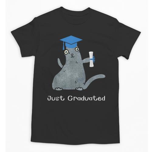 Just Graduated Cat With Graduation Cap And Diploma For Men Women Girls Kids Unisex T-Shirt - Best Gift Smart