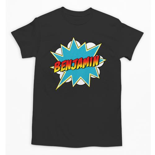 Kids Boys Benjamin Name Personalized Superhero Comic Book Unisex T-Shirt - Bookorys UK