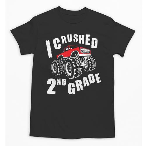 Kids I Crushed 2nd Grade Monster Truck School Graduation Unisex T-Shirt - Best Gift Smart