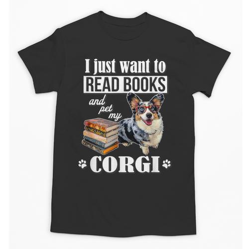 Kids Read Books & Pet My Blue Merle Corgi Lover Unisex T-Shirt - Bookorys CA